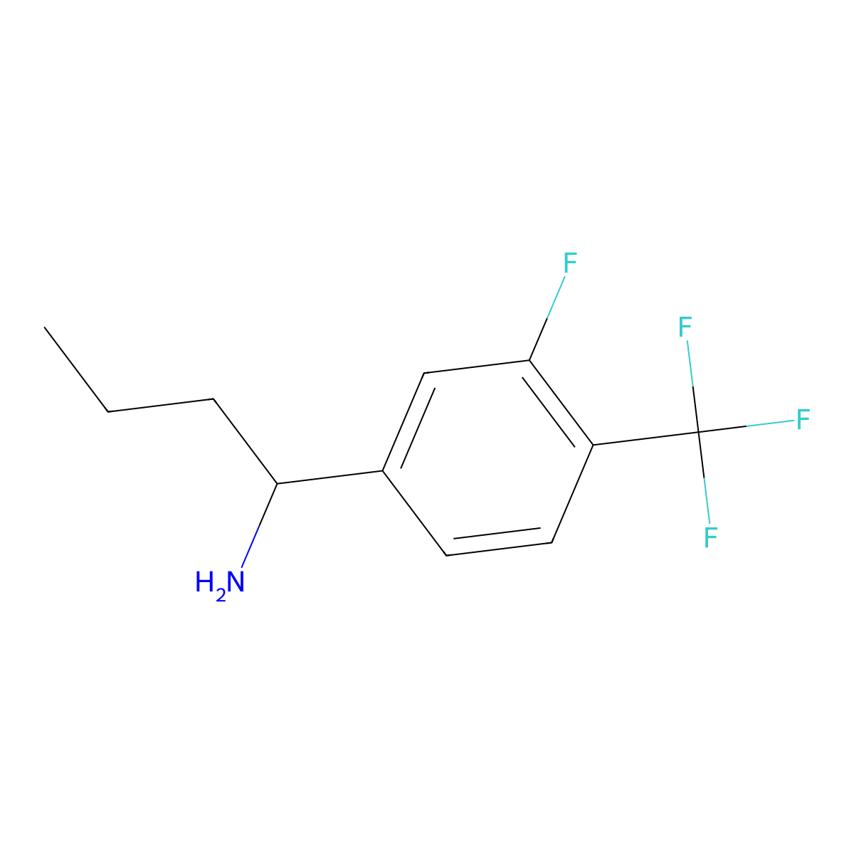 (S)-1-(3-Fluoro-4-(trifluoromethyl)phenyl)butan-1-amine molecular structure, CAS 1213513-46-2