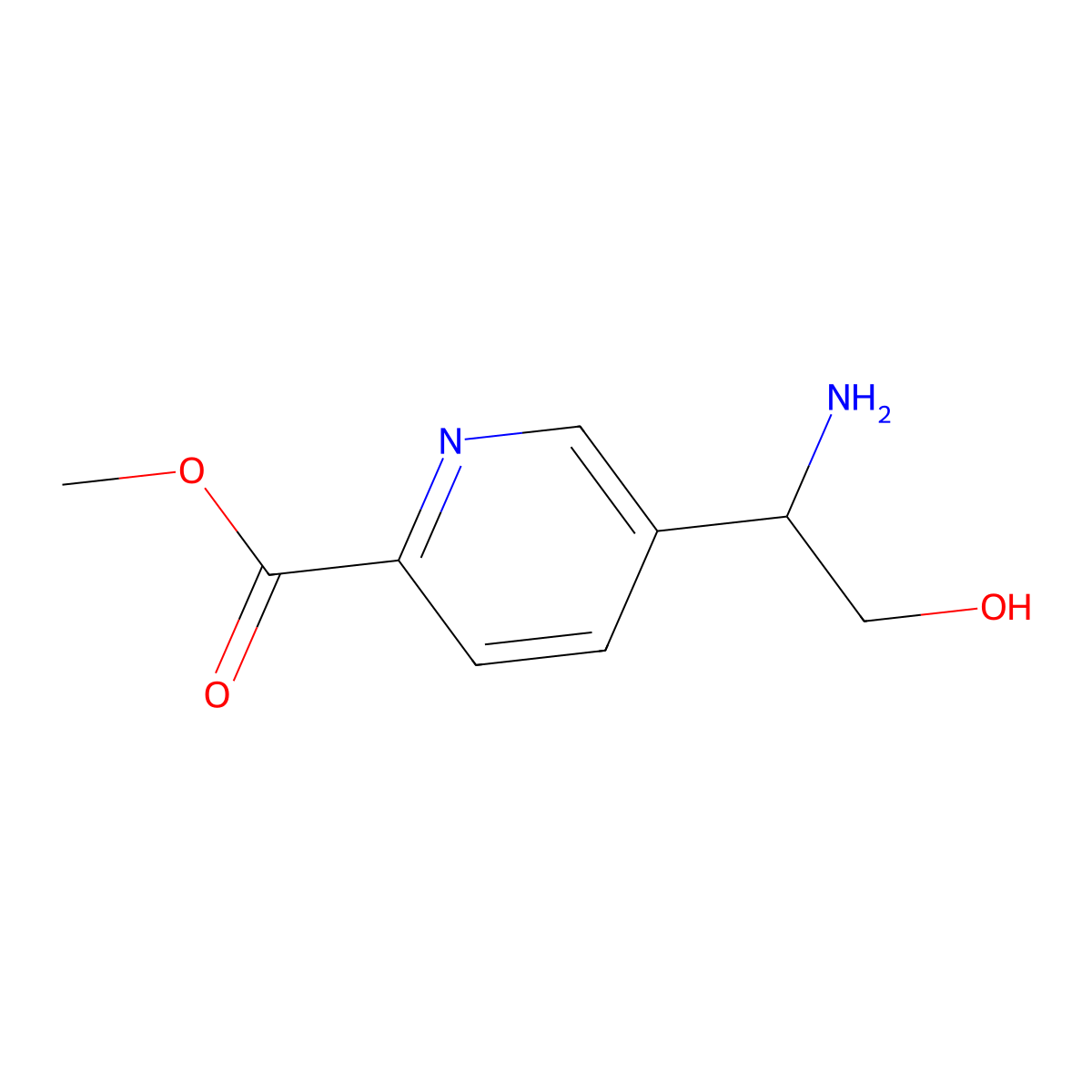 Methyl 5-((1s)-1-amino-2-hydroxyethyl)pyridine-2-carboxylate molecular structure, CAS 1213515-16-2