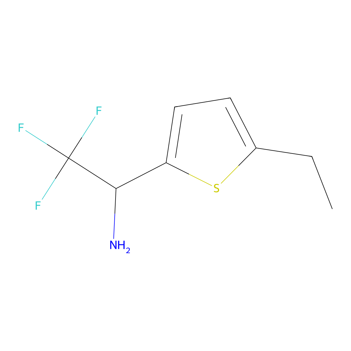 (I+/-R)-5-Ethyl-I+/--(trifluoromethyl)-2-thiophenemethanamine molecular structure, CAS 1213516-70-1