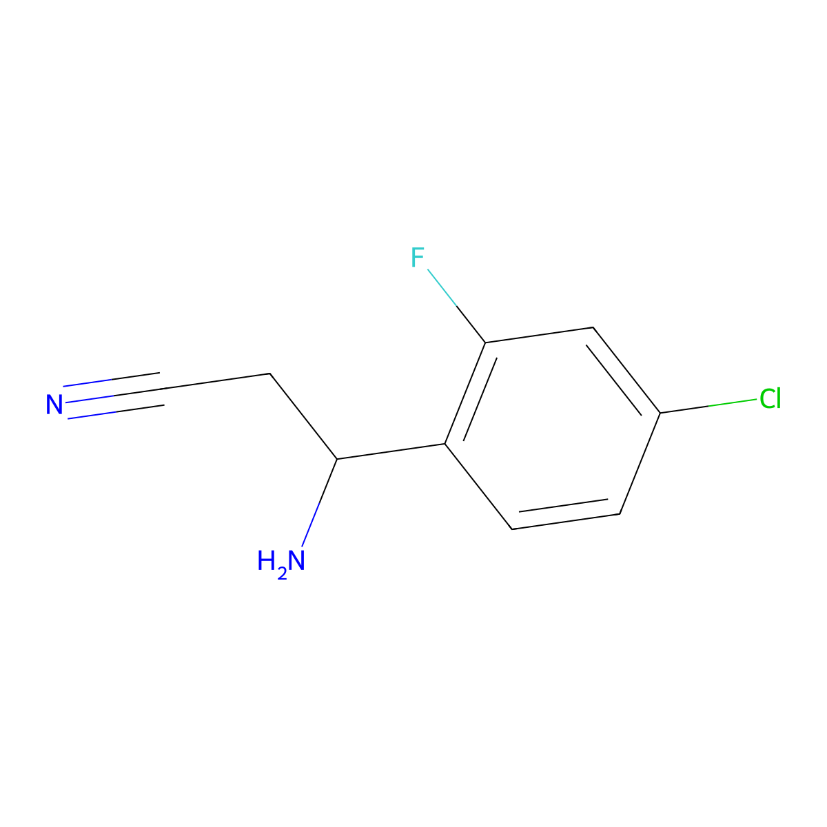 (3S)-3-Amino-3-(4-chloro-2-fluorophenyl)propanenitrile molecular structure, CAS 1213518-58-1