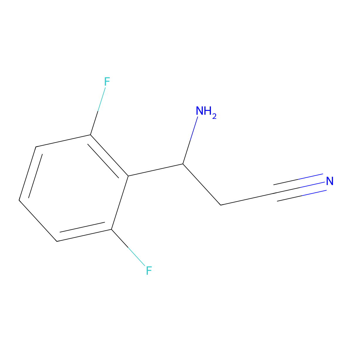 (3R)-3-amino-3-(2,6-difluorophenyl)propanenitrile molecular structure, CAS 1213520-30-9