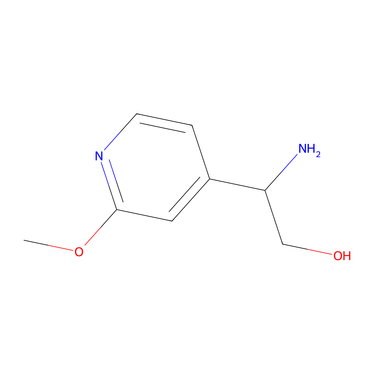 (2R)-2-Amino-2-(2-methoxy(4-pyridyl))ethan-1-ol molecular structure, CAS 1213526-34-1