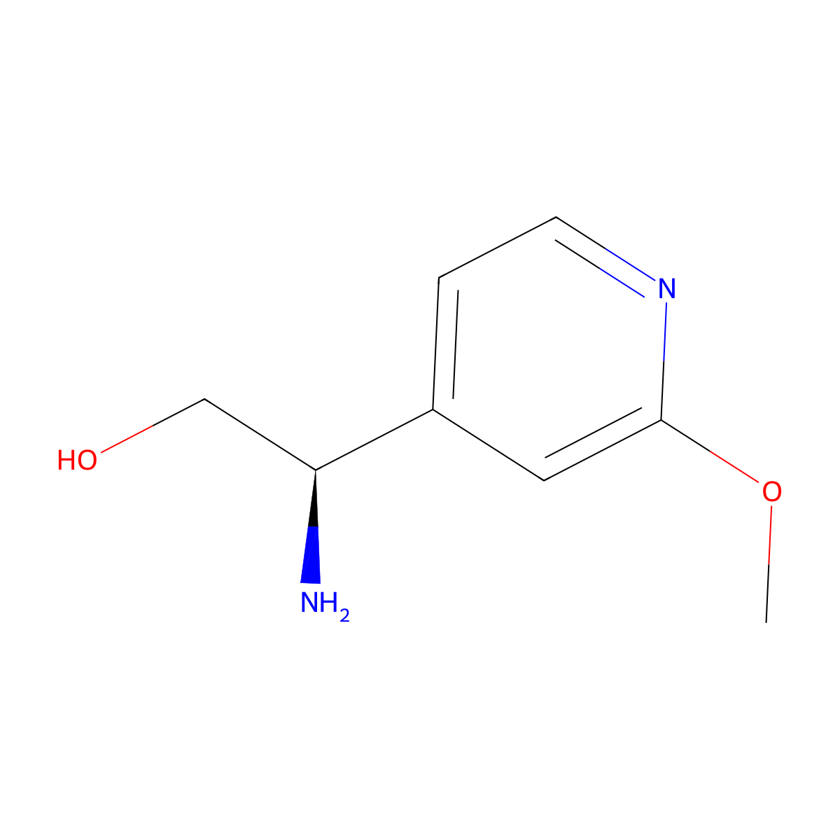 (2R)-2-Amino-2-(2-methoxy(4-pyridyl))ethan-1-ol molecular structure, CAS 1213526-34-1