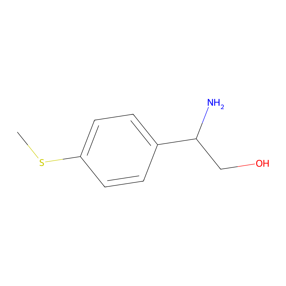 (2S)-2-amino-2-[4-(methylsulfanyl)phenyl]ethan-1-ol molecular structure, CAS 1213528-91-6