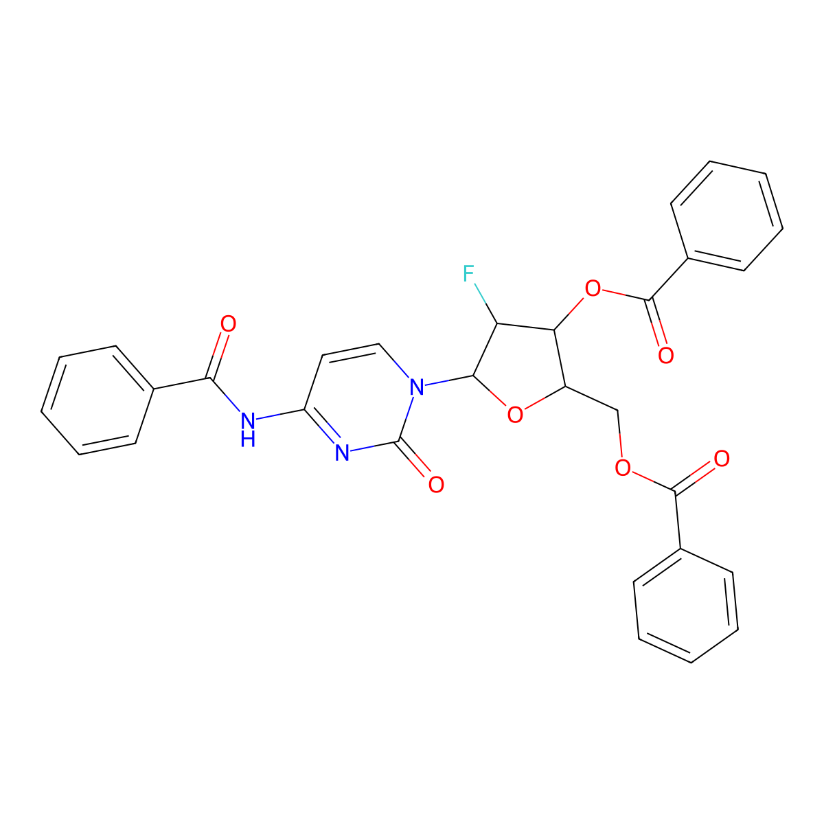 3',5'-Di-O-Benzoyl-N4-benzoyl-2'-deoxy-2'-fluoroarabinocytidine molecular structure, CAS 121353-90-0