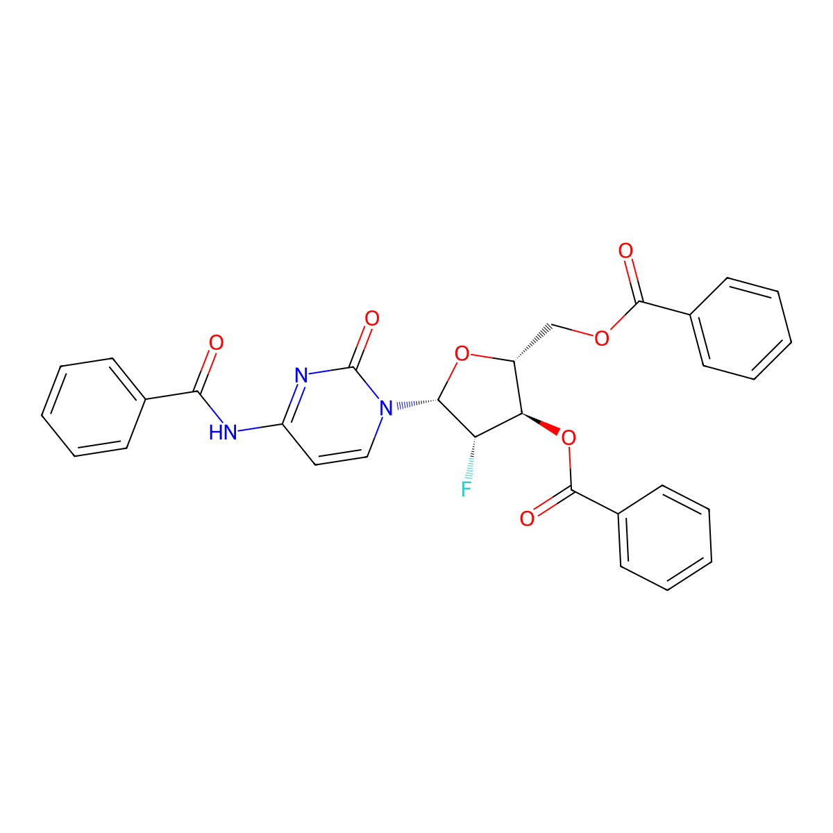 3',5'-Di-O-Benzoyl-N4-benzoyl-2'-deoxy-2'-fluoroarabinocytidine molecular structure, CAS 121353-90-0