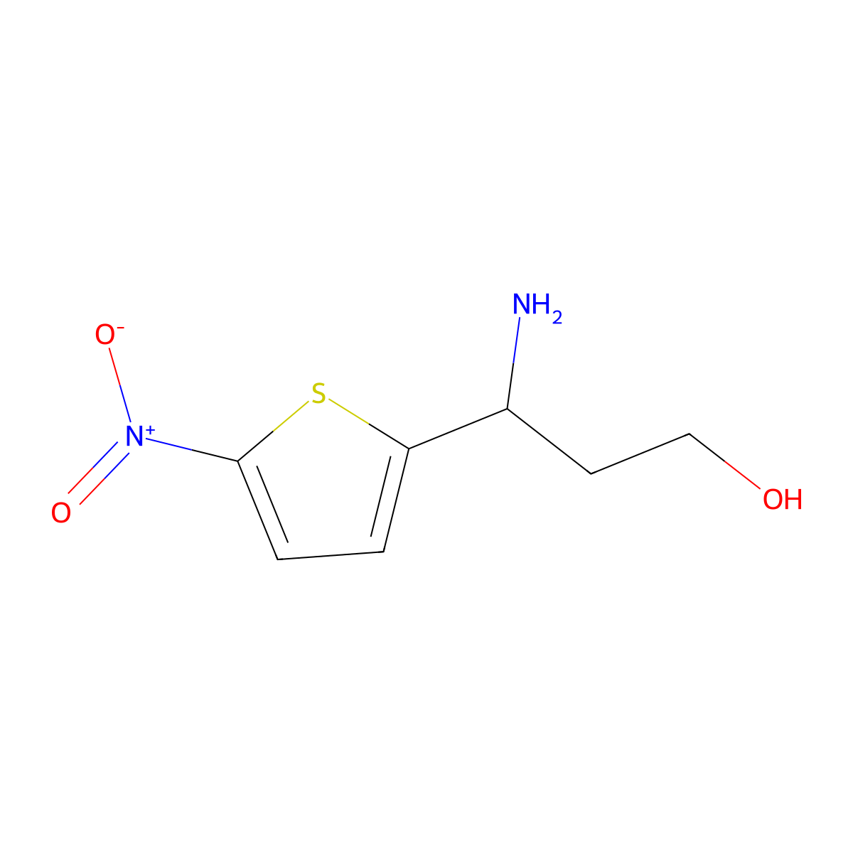 (3S)-3-amino-3-(5-nitrothiophen-2-yl)propan-1-ol molecular structure, CAS 1213534-64-5