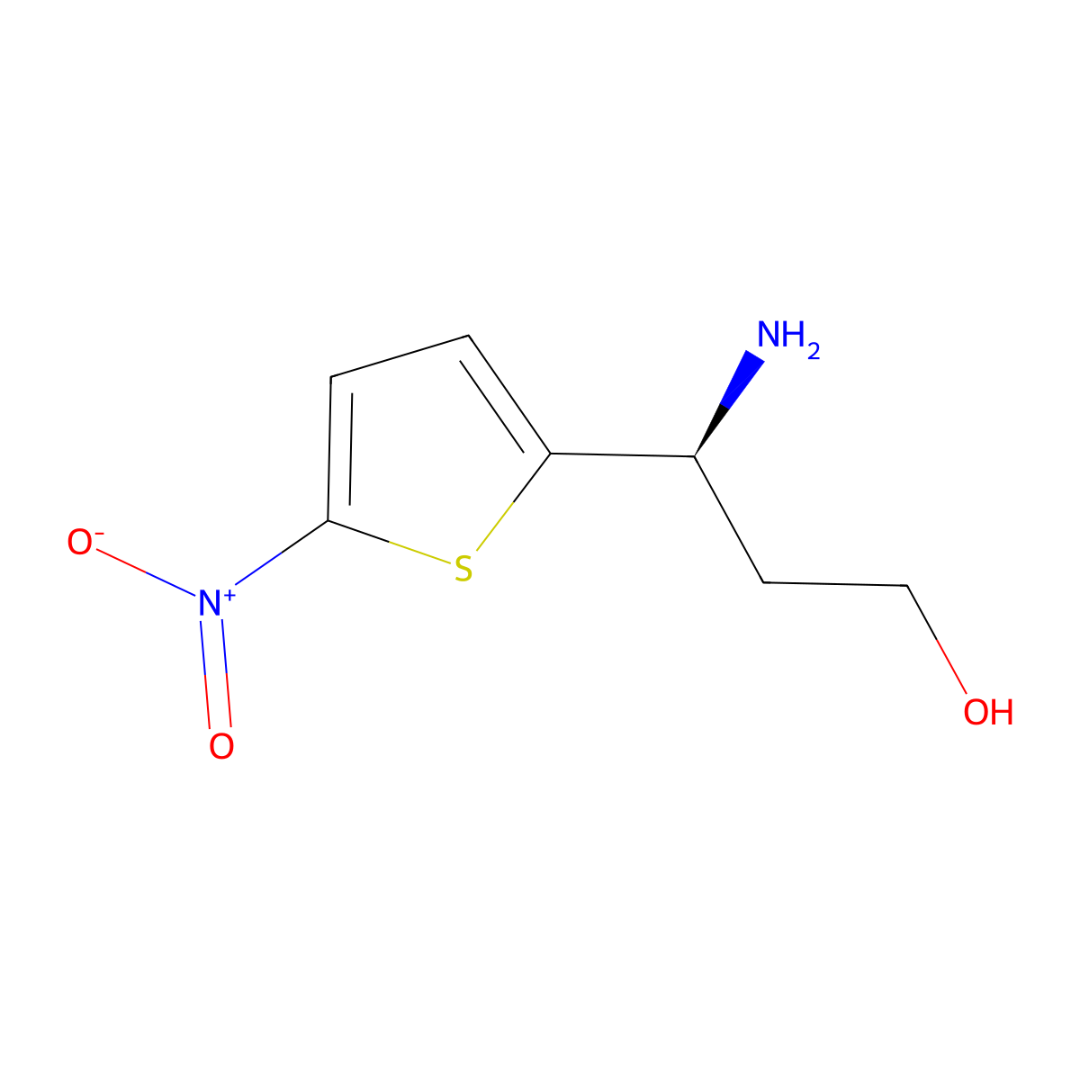 (3S)-3-amino-3-(5-nitrothiophen-2-yl)propan-1-ol molecular structure, CAS 1213534-64-5