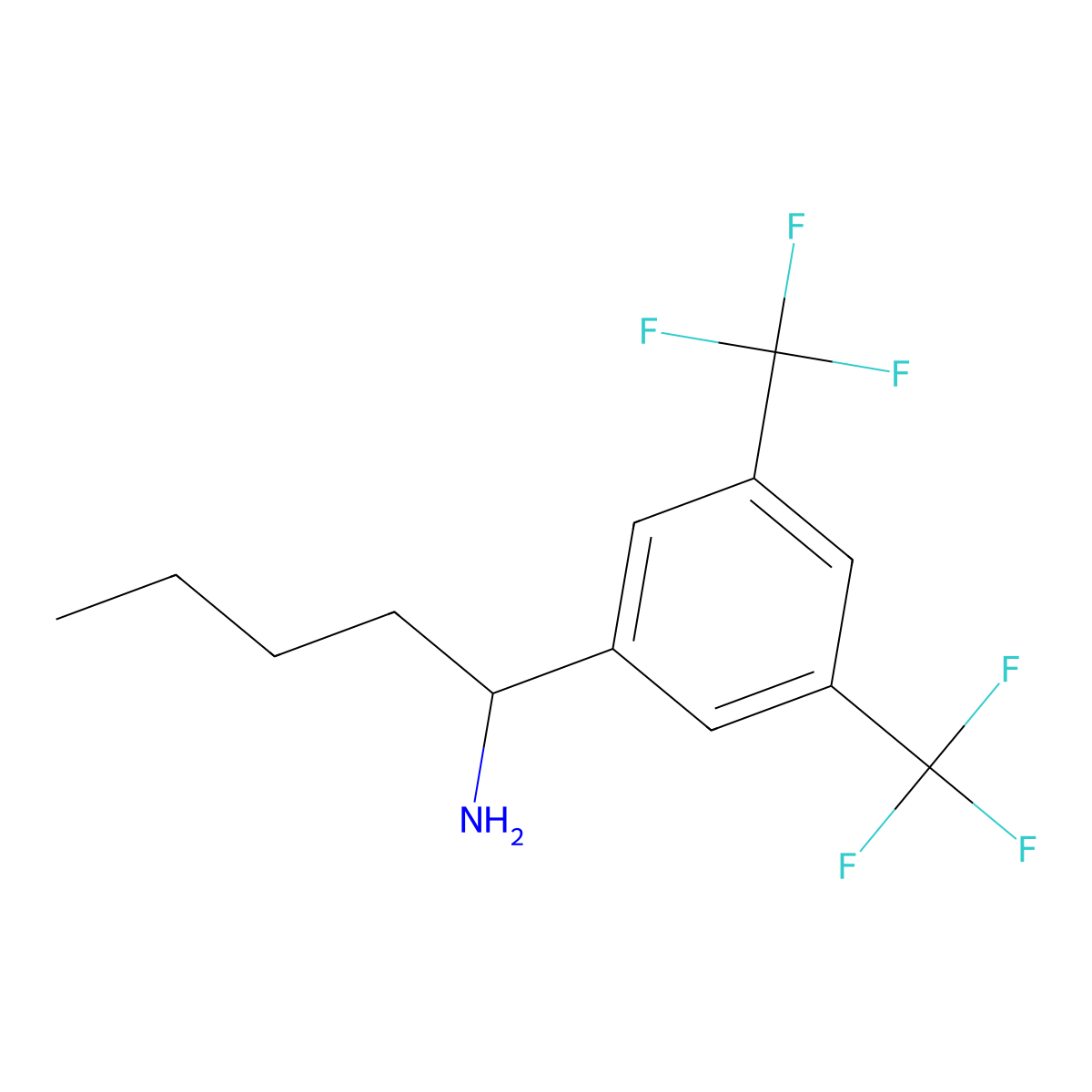 (S)-1-(3,5-Bis(trifluoromethyl)phenyl)pentan-1-amine molecular structure, CAS 1213540-81-8