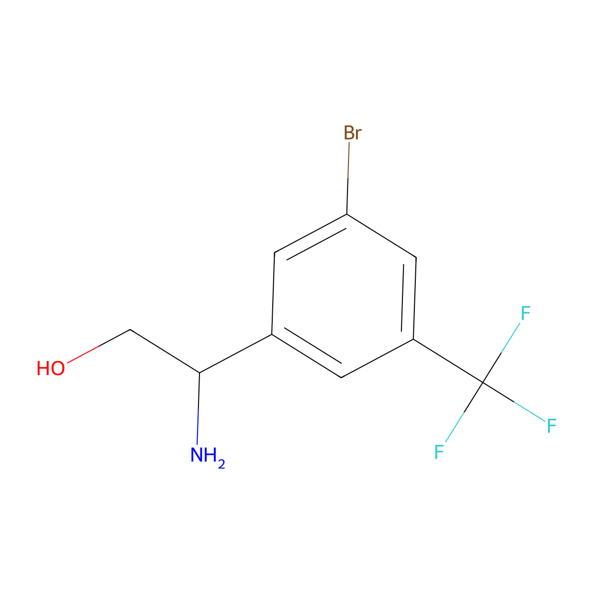 (2S)-2-amino-2-[3-bromo-5-(trifluoromethyl)phenyl]ethan-1-ol molecular structure, CAS 1213540-93-2