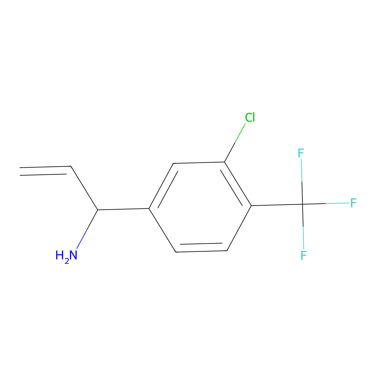 (1R)-1-[3-Chloro-4-(trifluoromethyl)phenyl]prop-2-enylamine molecular structure, CAS 1213544-52-5
