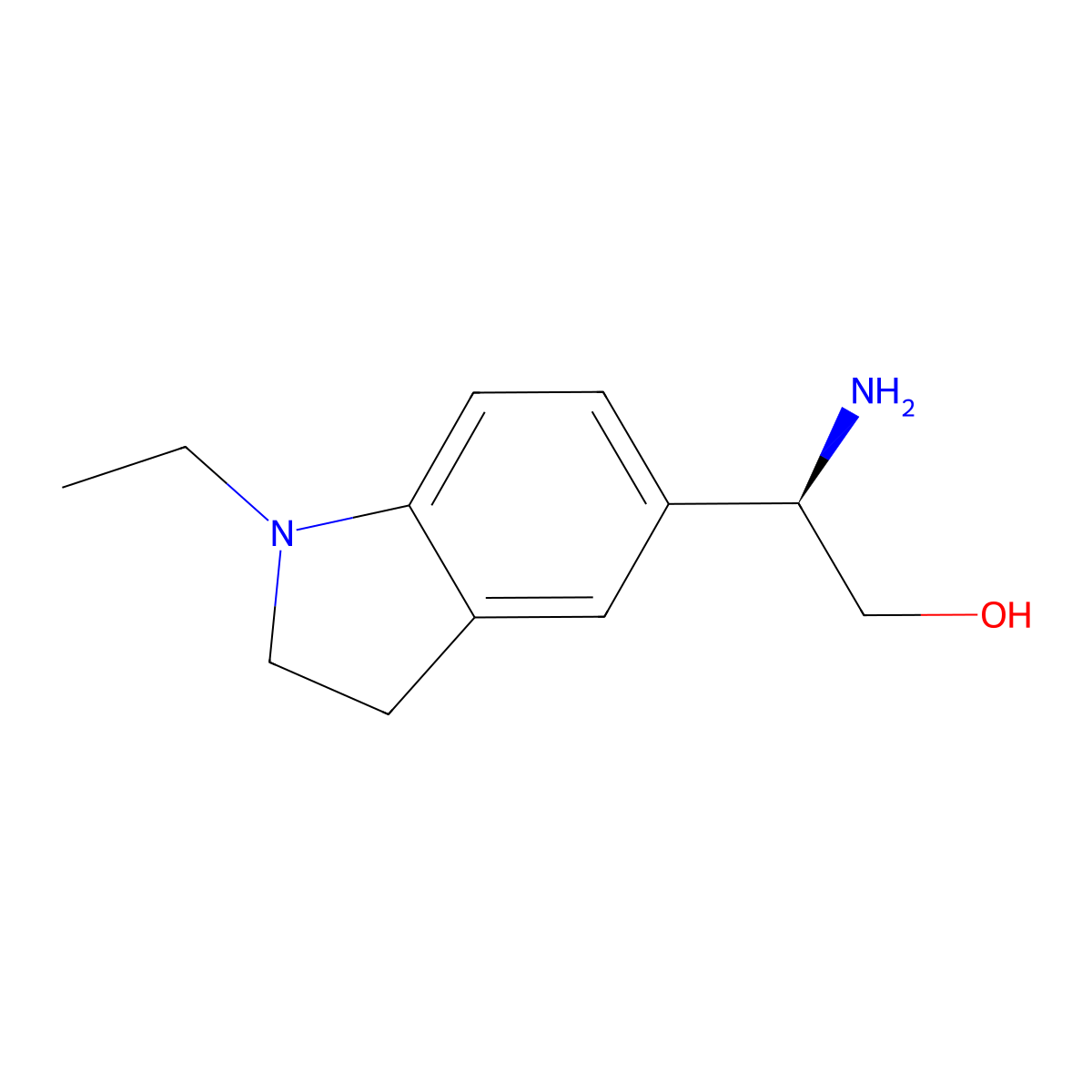 (r)-2-Amino-2-(1-ethylindolin-5-yl)ethan-1-ol molecular structure, CAS 1213545-37-9