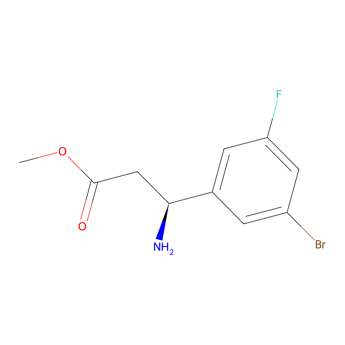 methyl (3S)-3-amino-3-(3-bromo-5-fluorophenyl)propanoate molecular structure, CAS 1213550-81-2