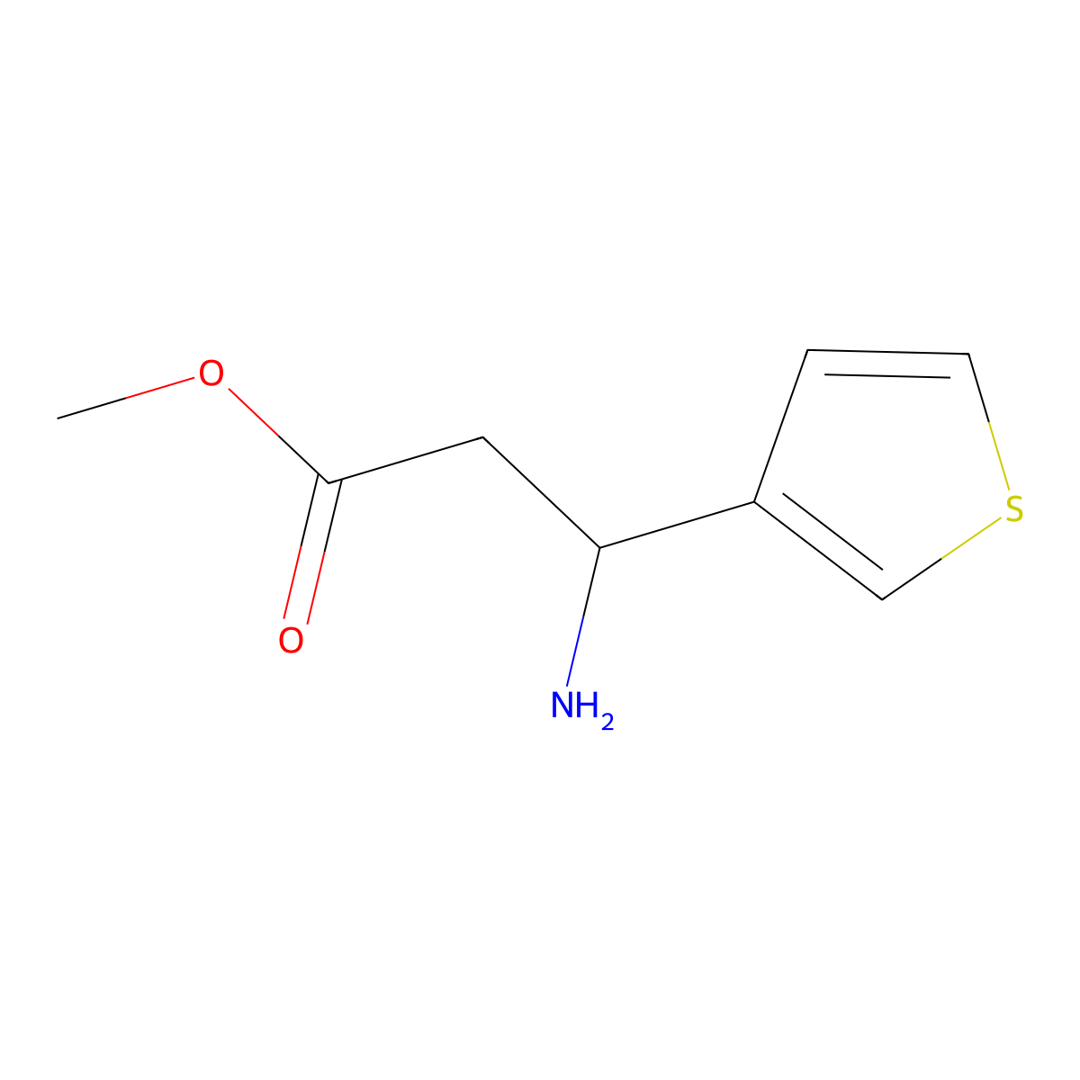 Methyl (s)-3-amino-3-(thiophen-3-yl)propanoate molecular structure, CAS 1213552-85-2