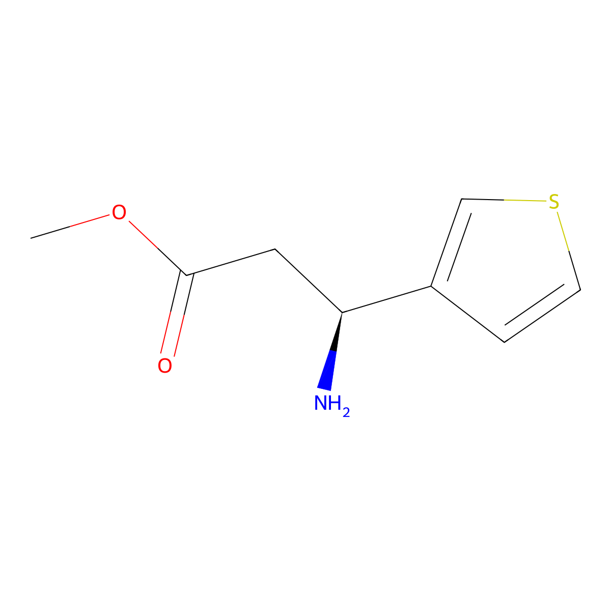 Methyl (s)-3-amino-3-(thiophen-3-yl)propanoate molecular structure, CAS 1213552-85-2
