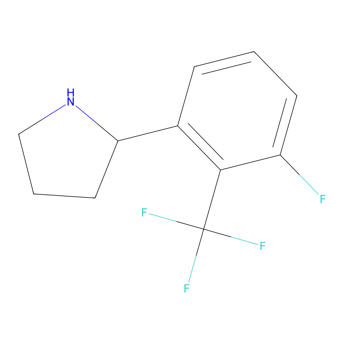 (R)-2-(3-Fluoro-2-(trifluoromethyl)phenyl)pyrrolidine molecular structure, CAS 1213553-29-7