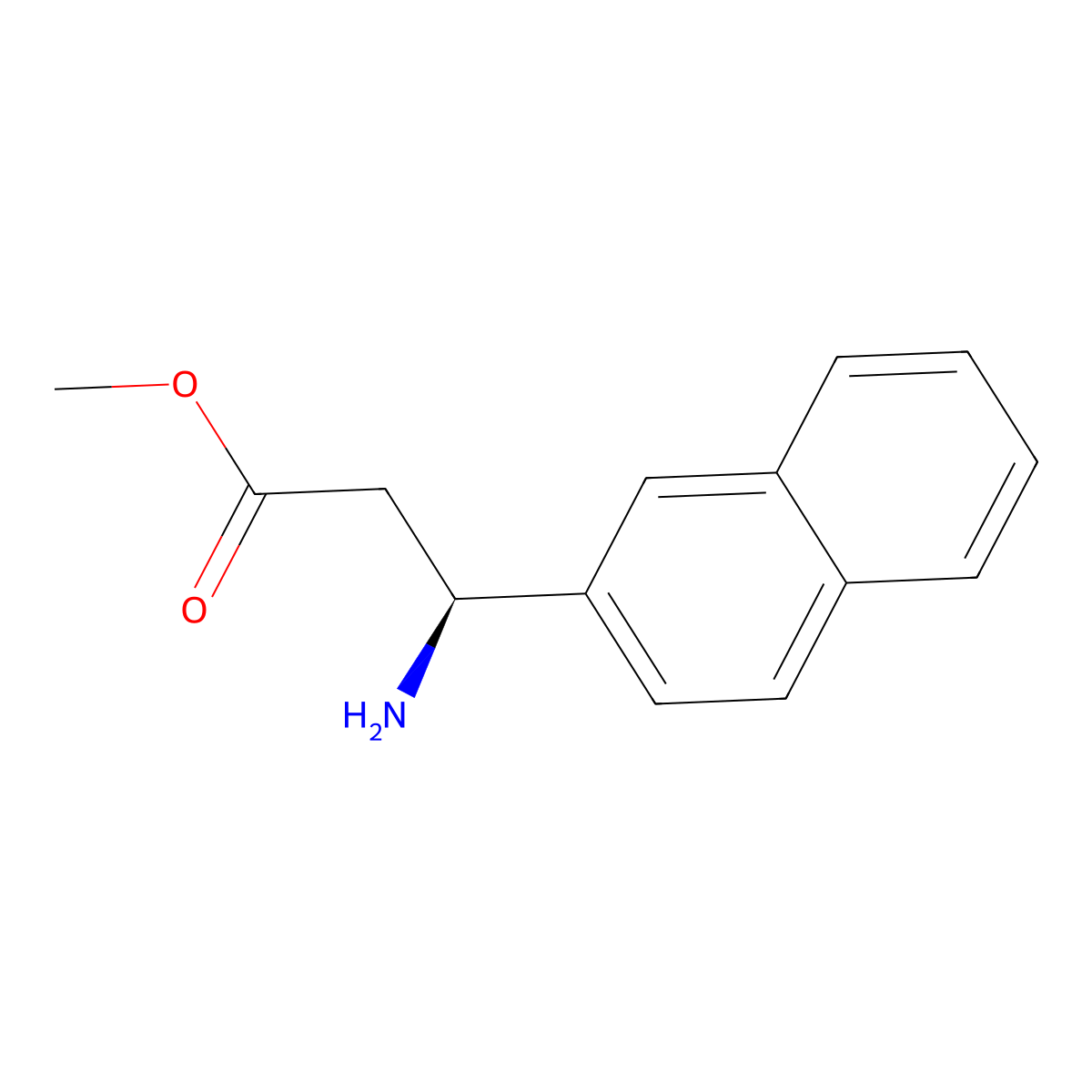 Methyl (3S)-3-amino-3-(naphthalen-2-yl)propanoate molecular structure, CAS 1213553-30-0