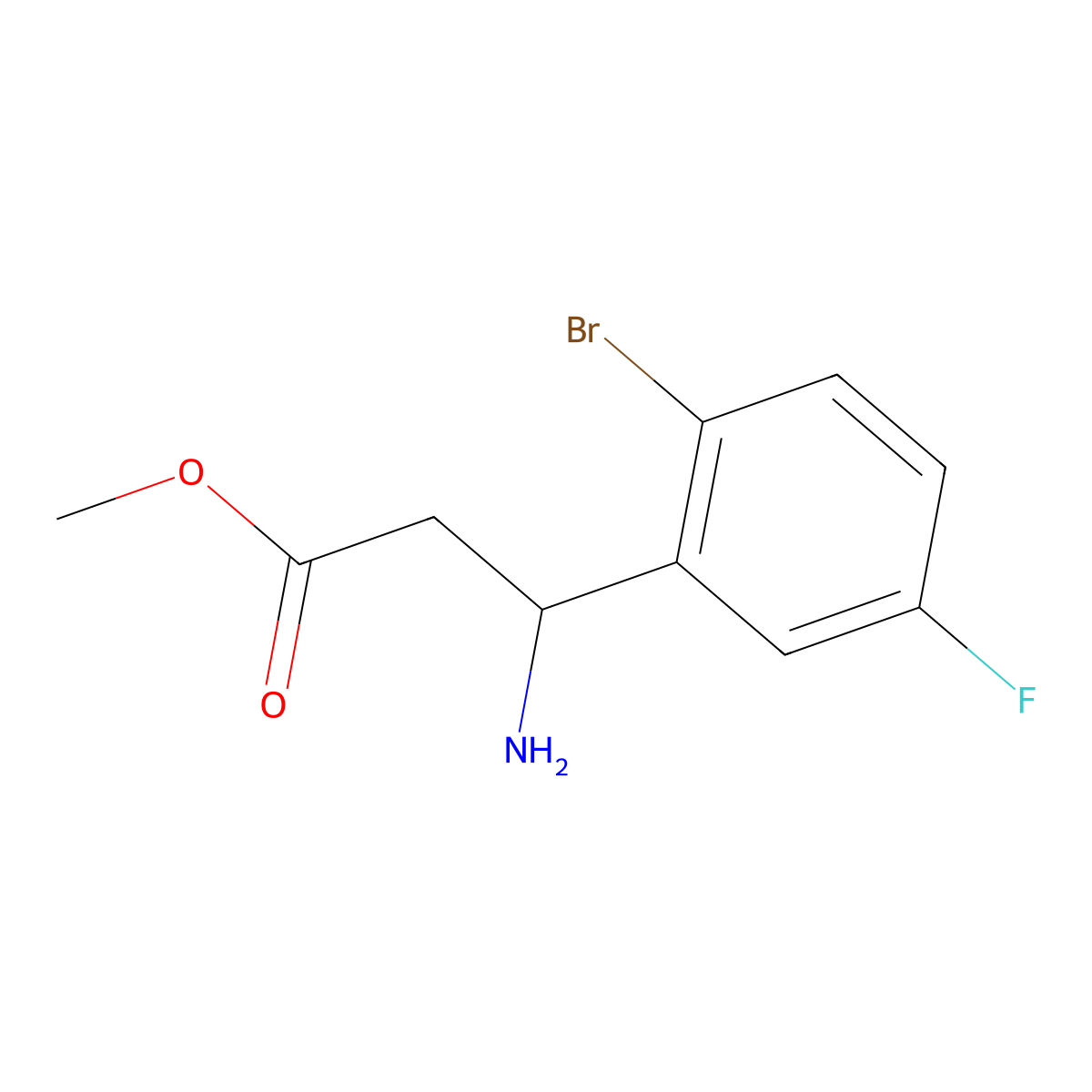 Methyl (R)-3-amino-3-(2-bromo-5-fluorophenyl)propanoate molecular structure, CAS 1213561-37-5