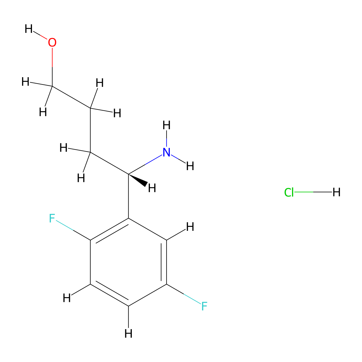 (4S)-4-Amino-4-(2,5-difluorophenyl)butan-1-OL hydrochloride molecular structure, CAS 1213561-84-2