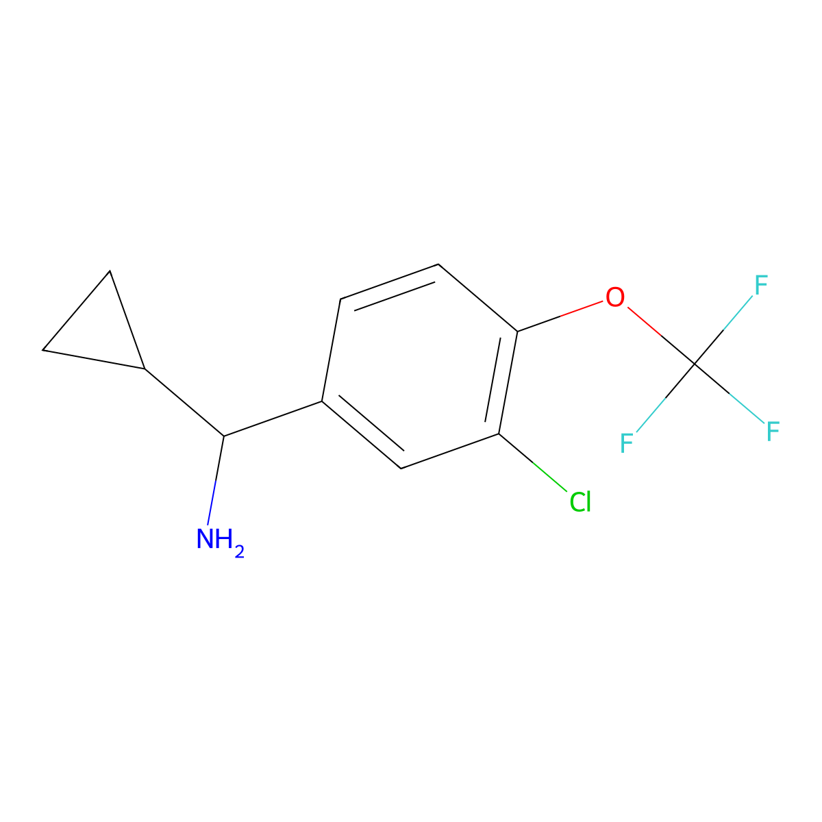 (S)-(3-Chloro-4-(trifluoromethoxy)phenyl)(cyclopropyl)methanamine molecular structure, CAS 1213563-41-7