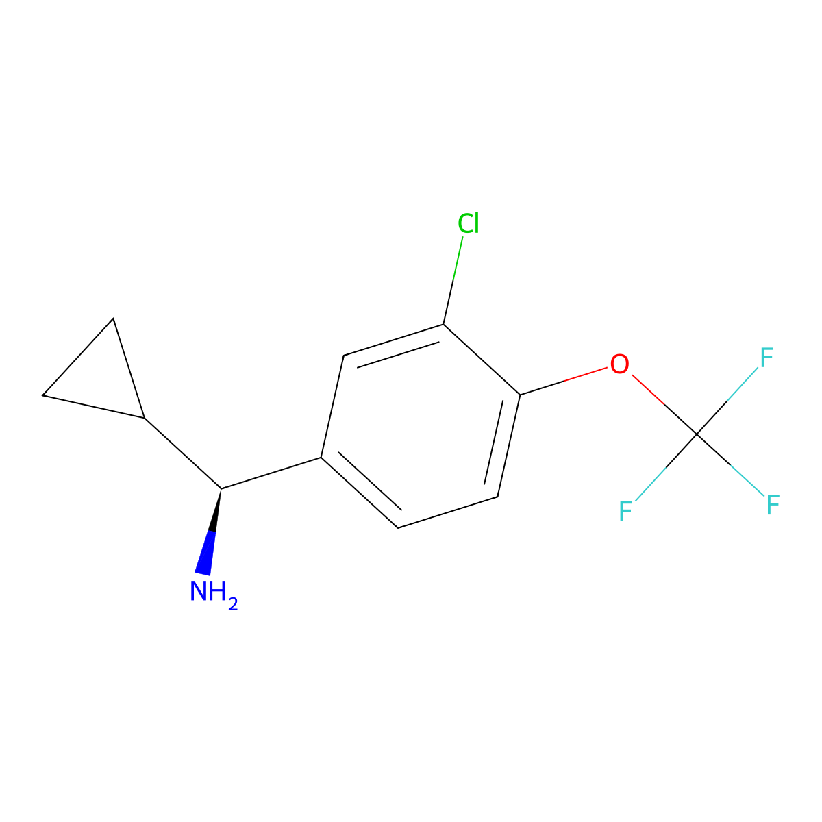 (S)-(3-Chloro-4-(trifluoromethoxy)phenyl)(cyclopropyl)methanamine molecular structure, CAS 1213563-41-7