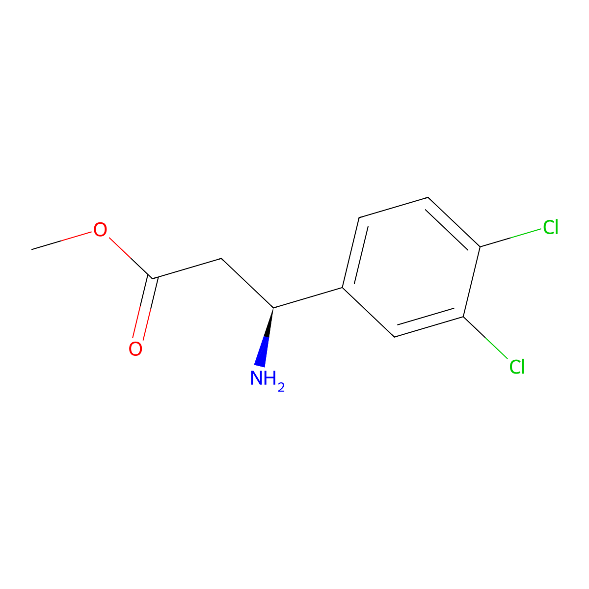 methyl (3S)-3-amino-3-(3,4-dichlorophenyl)propanoate molecular structure, CAS 1213564-79-4