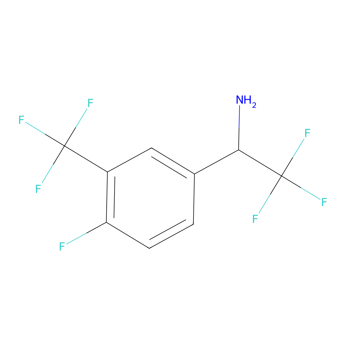 (S)-2,2,2-Trifluoro-1-(4-fluoro-3-(trifluoromethyl)phenyl)ethan-1-amine molecular structure, CAS 1213566-72-3
