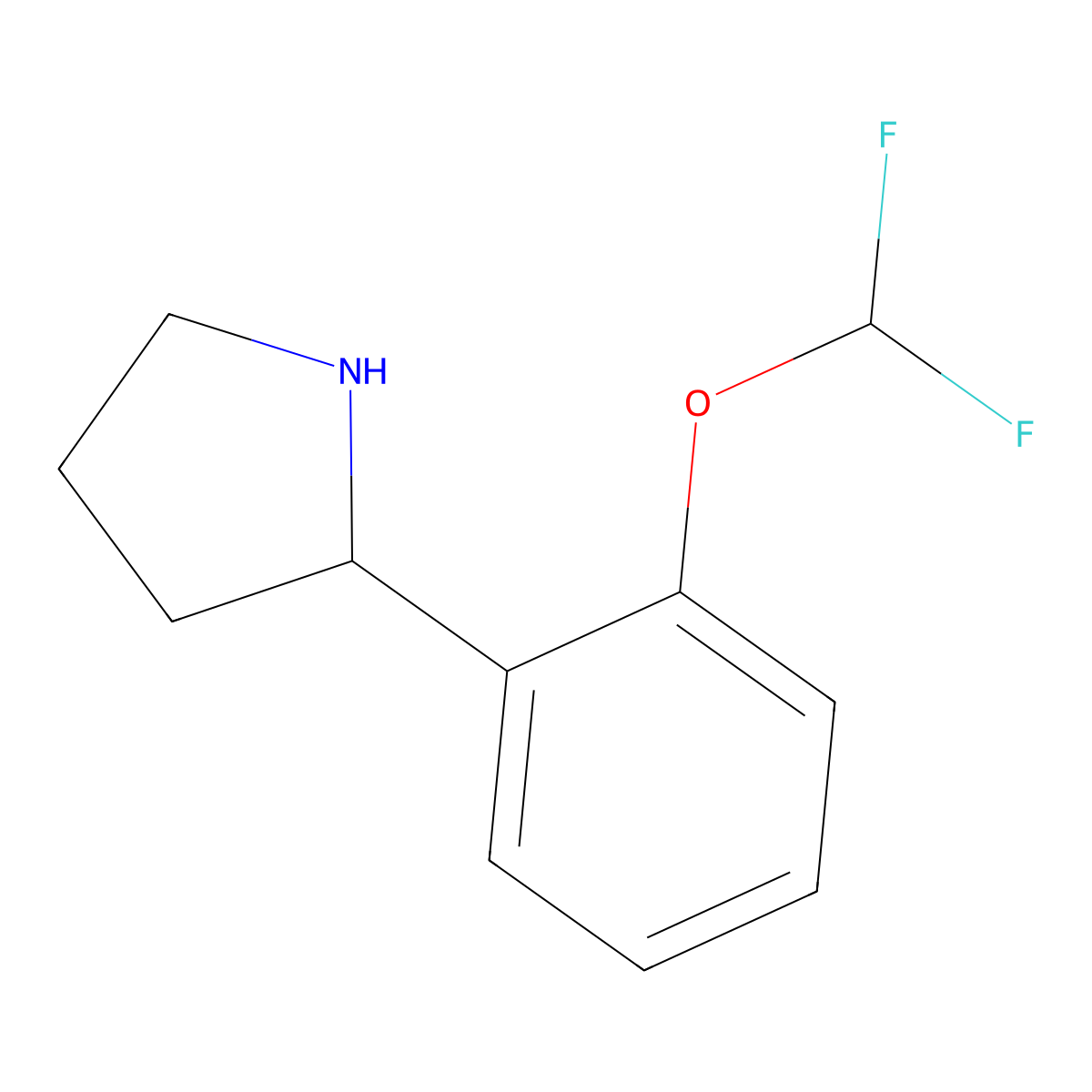 (S)-2-(2-(Difluoromethoxy)phenyl)pyrrolidine molecular structure, CAS 1213568-85-4