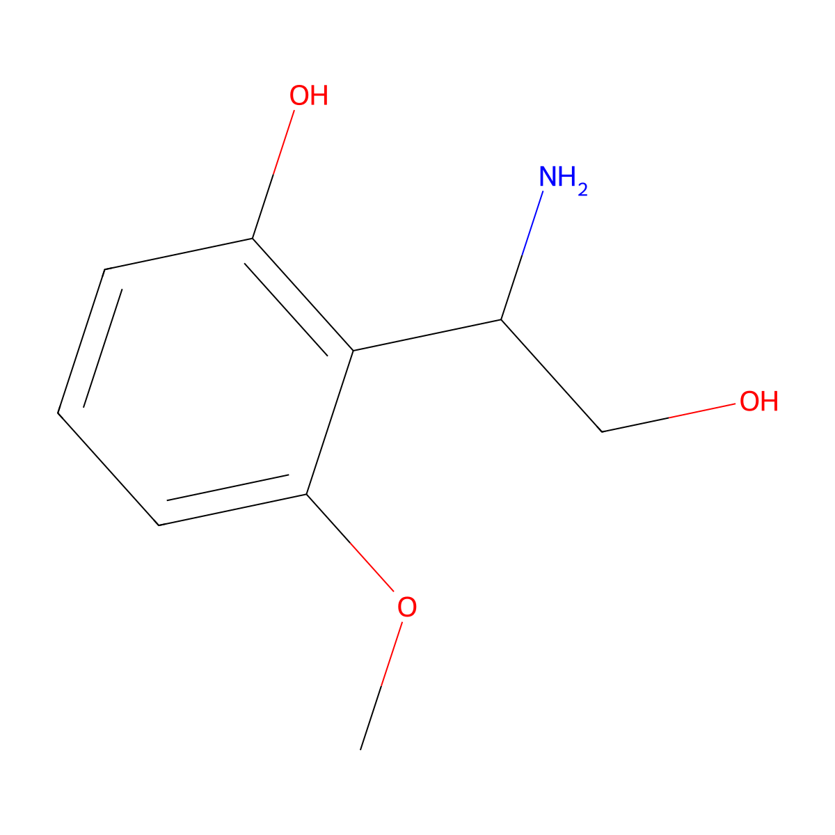 (R)-2-(1-Amino-2-hydroxyethyl)-3-methoxyphenol molecular structure, CAS 1213573-20-6