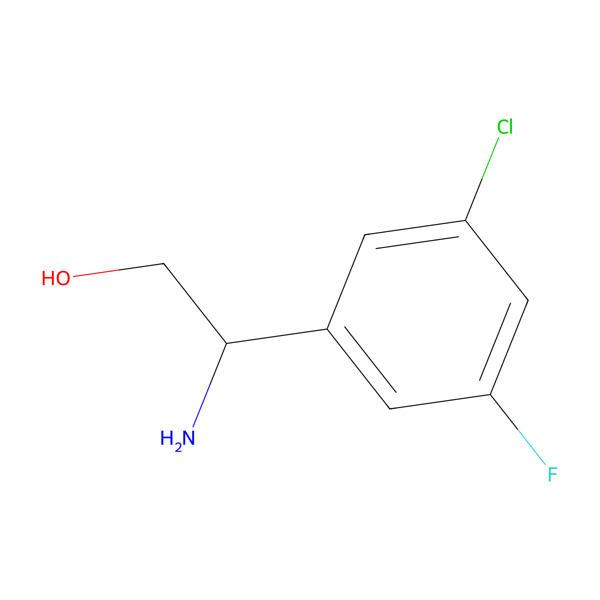 (S)-2-Amino-2-(3-chloro-5-fluorophenyl)ethan-1-OL molecular structure, CAS 1213574-69-6