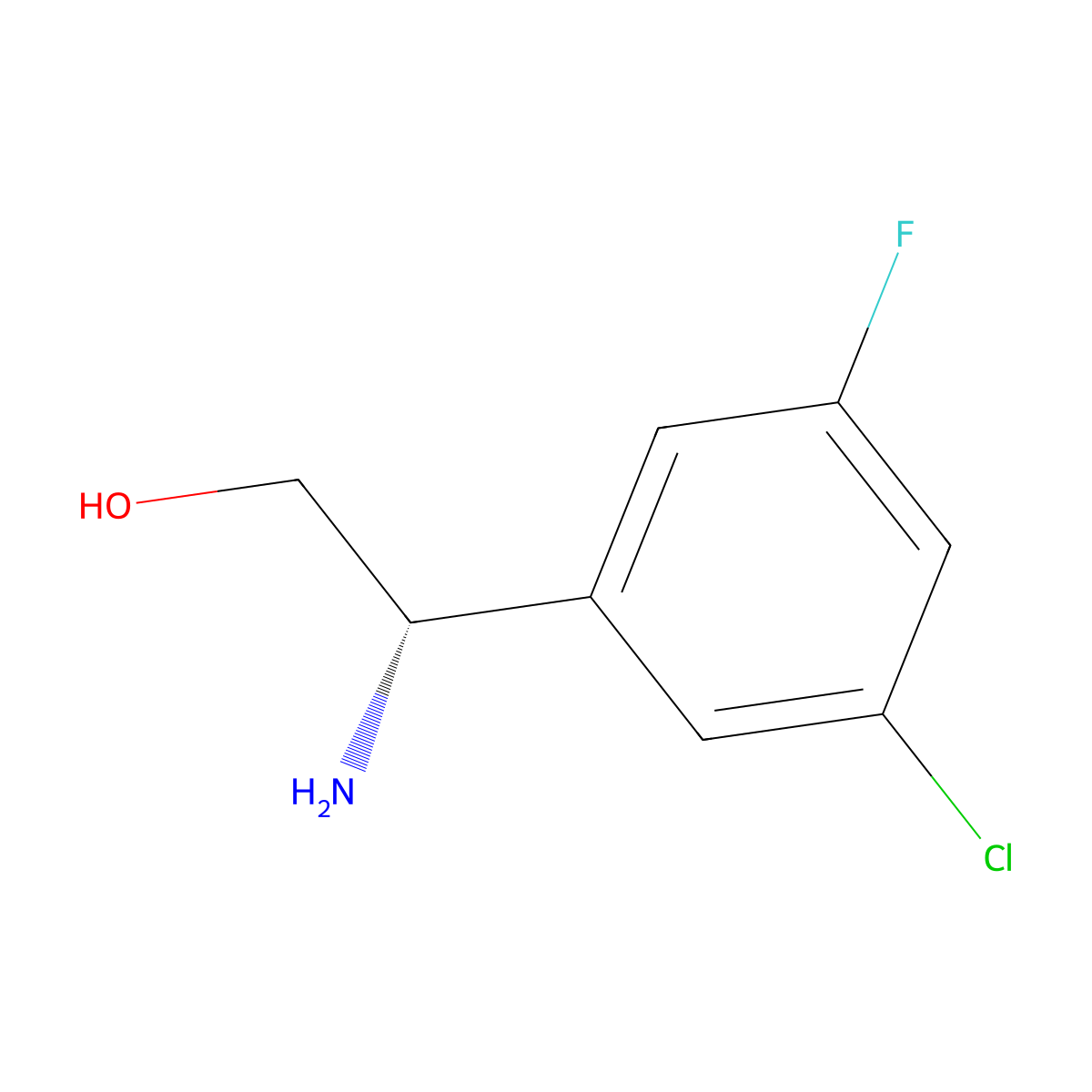 (S)-2-Amino-2-(3-chloro-5-fluorophenyl)ethan-1-OL molecular structure, CAS 1213574-69-6