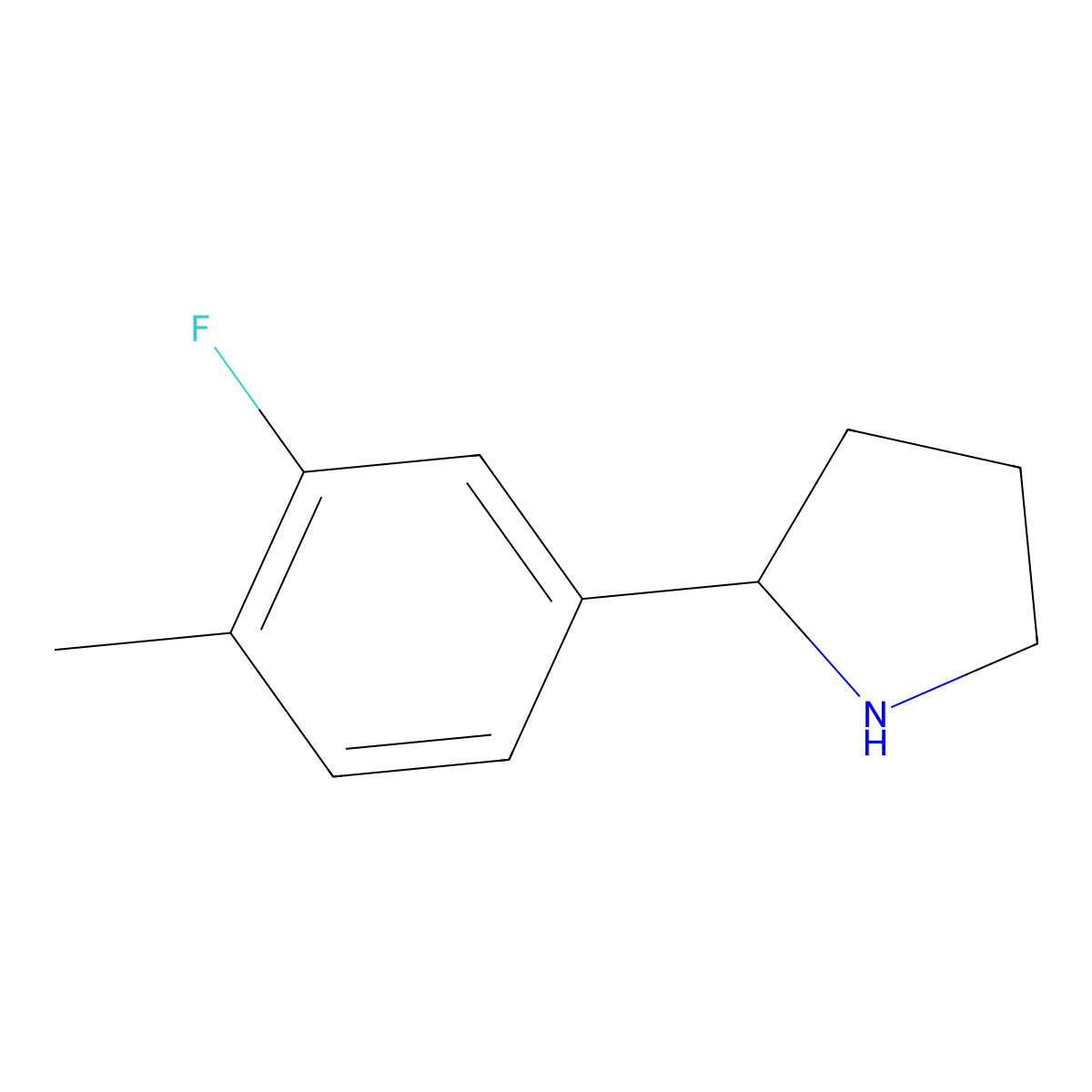 (R)-2-(3-Fluoro-4-methylphenyl)pyrrolidine molecular structure, CAS 1213575-86-0