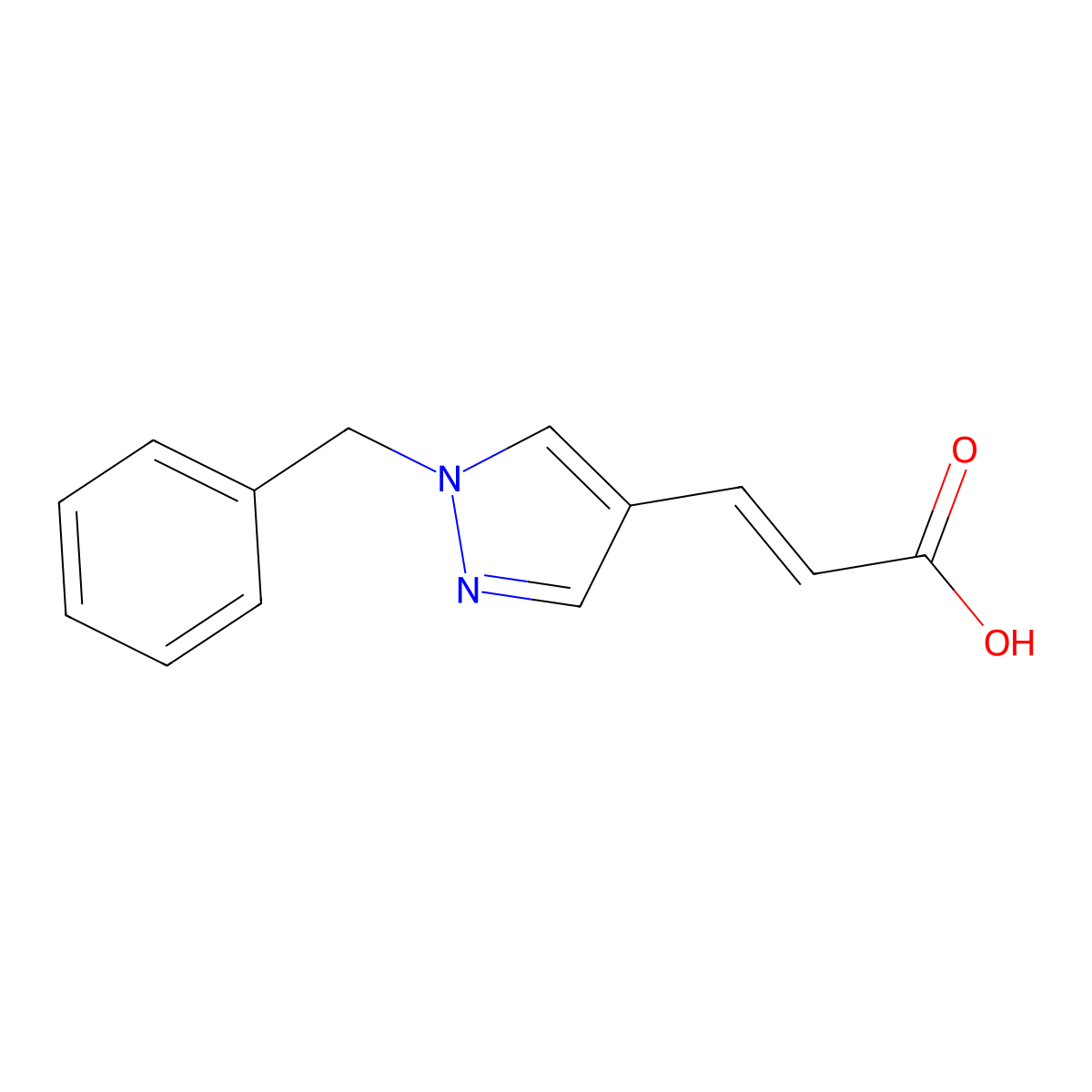 (2E)-3-(1-benzyl-1H-pyrazol-4-yl)acrylic acid molecular structure, CAS 121358-81-4