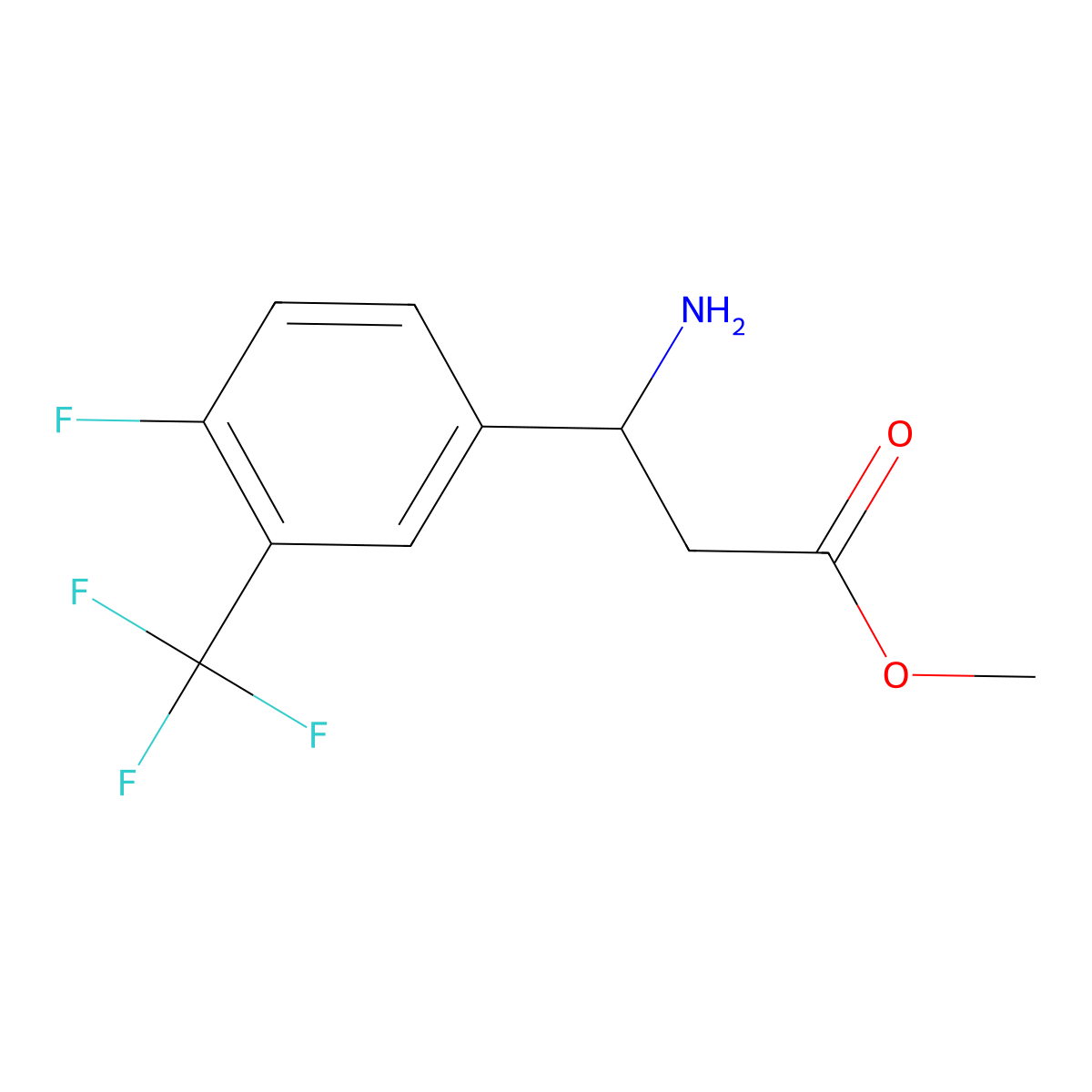 methyl (3S)-3-amino-3-[4-fluoro-3-(trifluoromethyl)phenyl]propanoate molecular structure, CAS 1213585-31-9