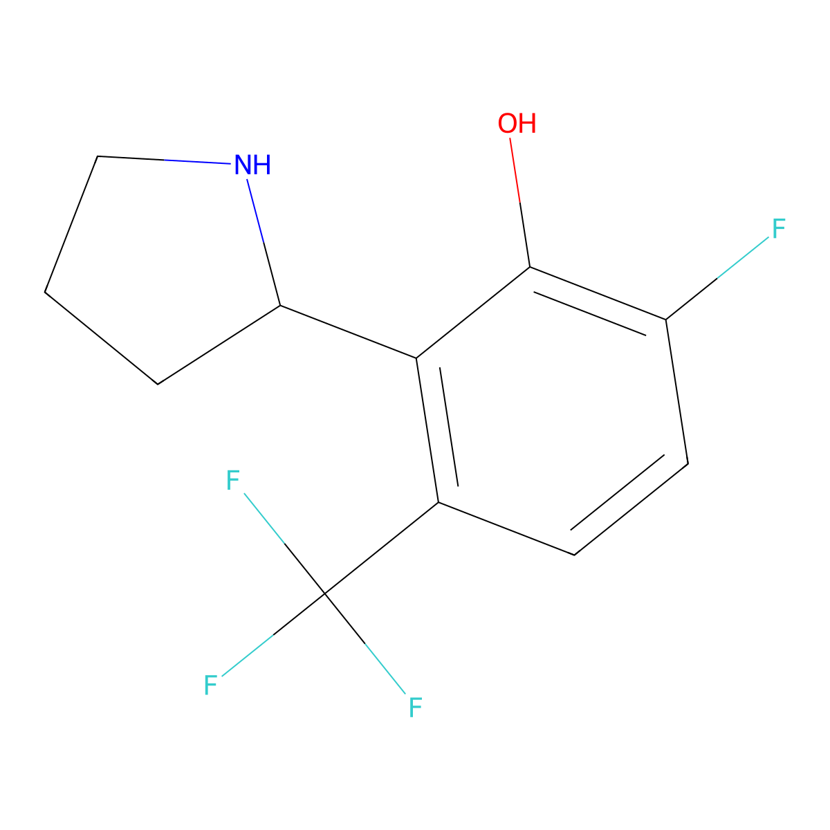 (R)-6-Fluoro-2-(pyrrolidin-2-yl)-3-(trifluoromethyl)phenol molecular structure, CAS 1213587-39-3