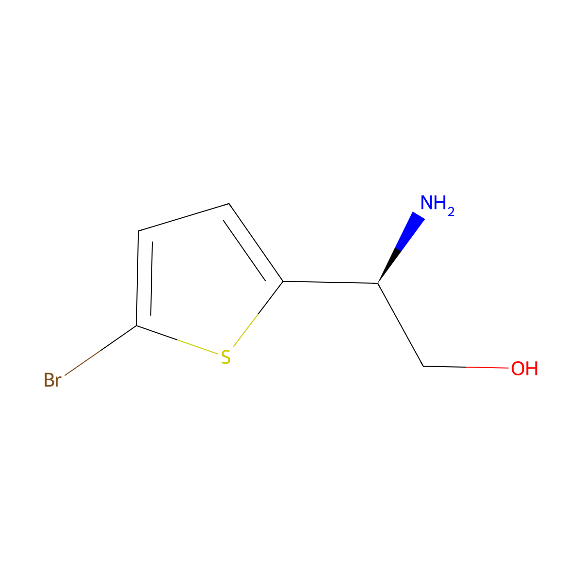 (2S)-2-amino-2-(5-bromothiophen-2-yl)ethan-1-ol molecular structure, CAS 1213588-61-4