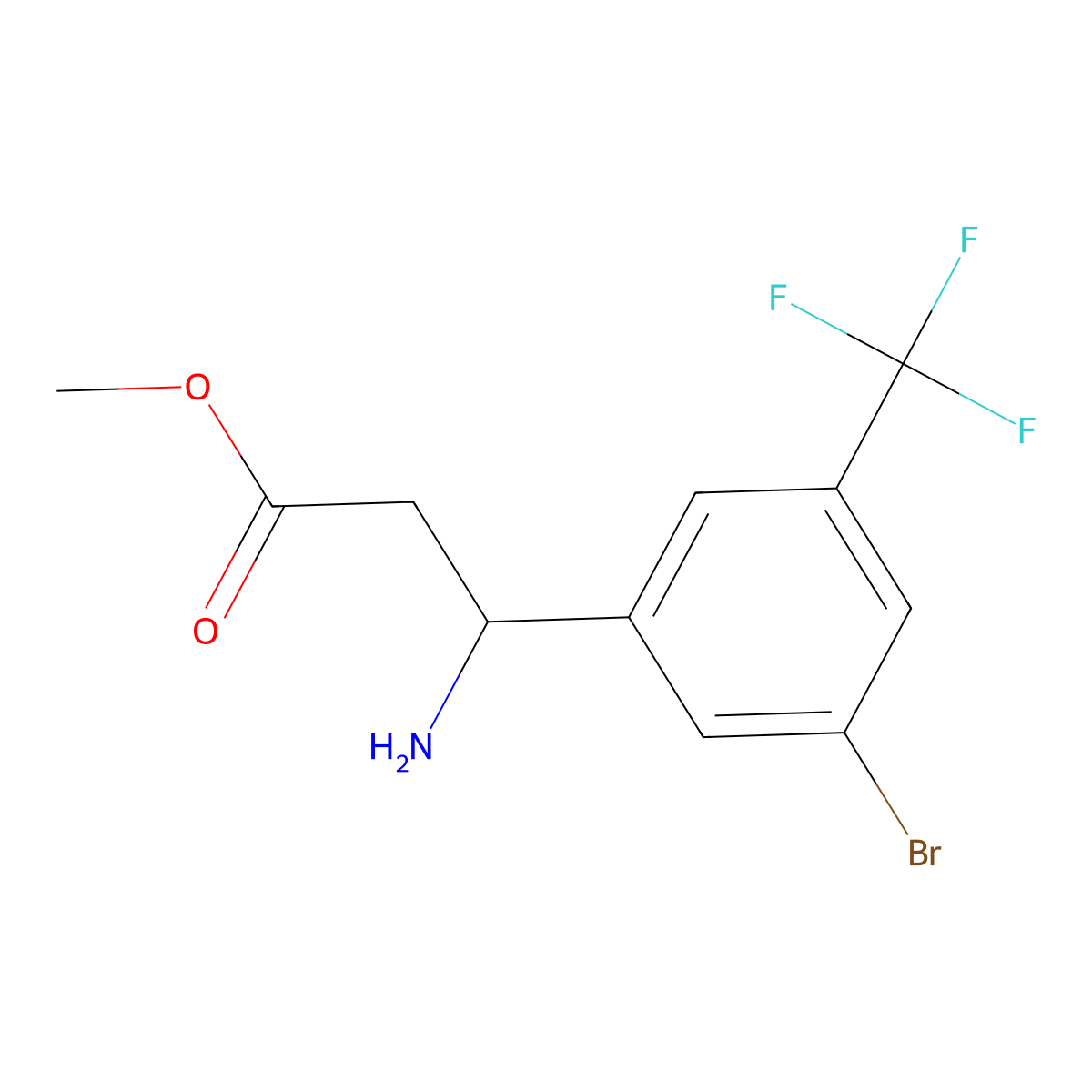 Methyl (3S)-3-amino-3-[3-bromo-5-(trifluoromethyl)phenyl]propanoate HCl salt molecular structure, CAS 1213590-57-8