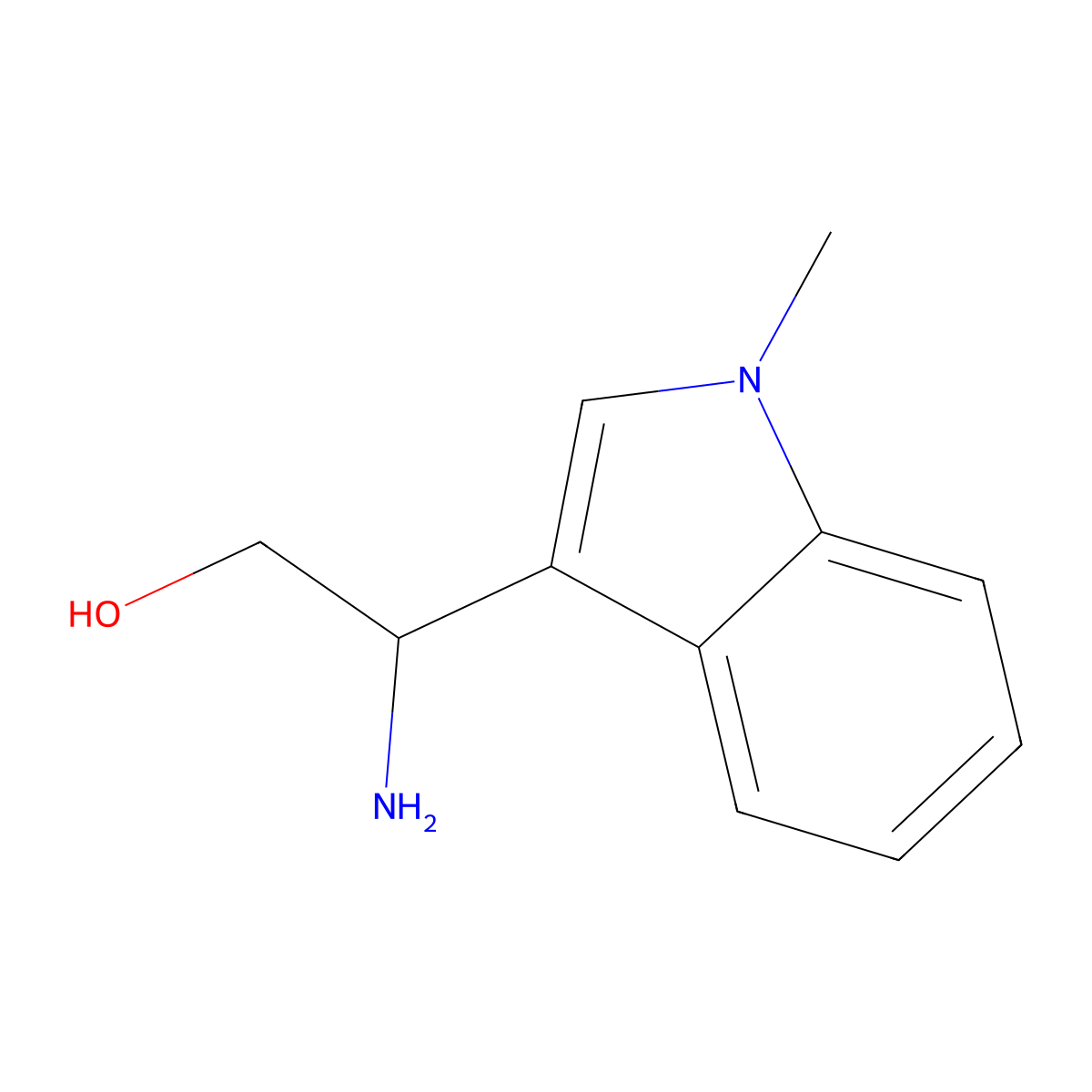 (2R)-2-amino-2-(1-methyl-1H-indol-3-yl)ethan-1-ol molecular structure, CAS 1213590-67-0