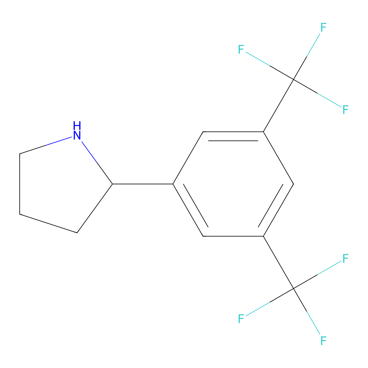 (2S)-2-[3,5-bis(trifluoromethyl)phenyl]pyrrolidine molecular structure, CAS 1213591-33-3