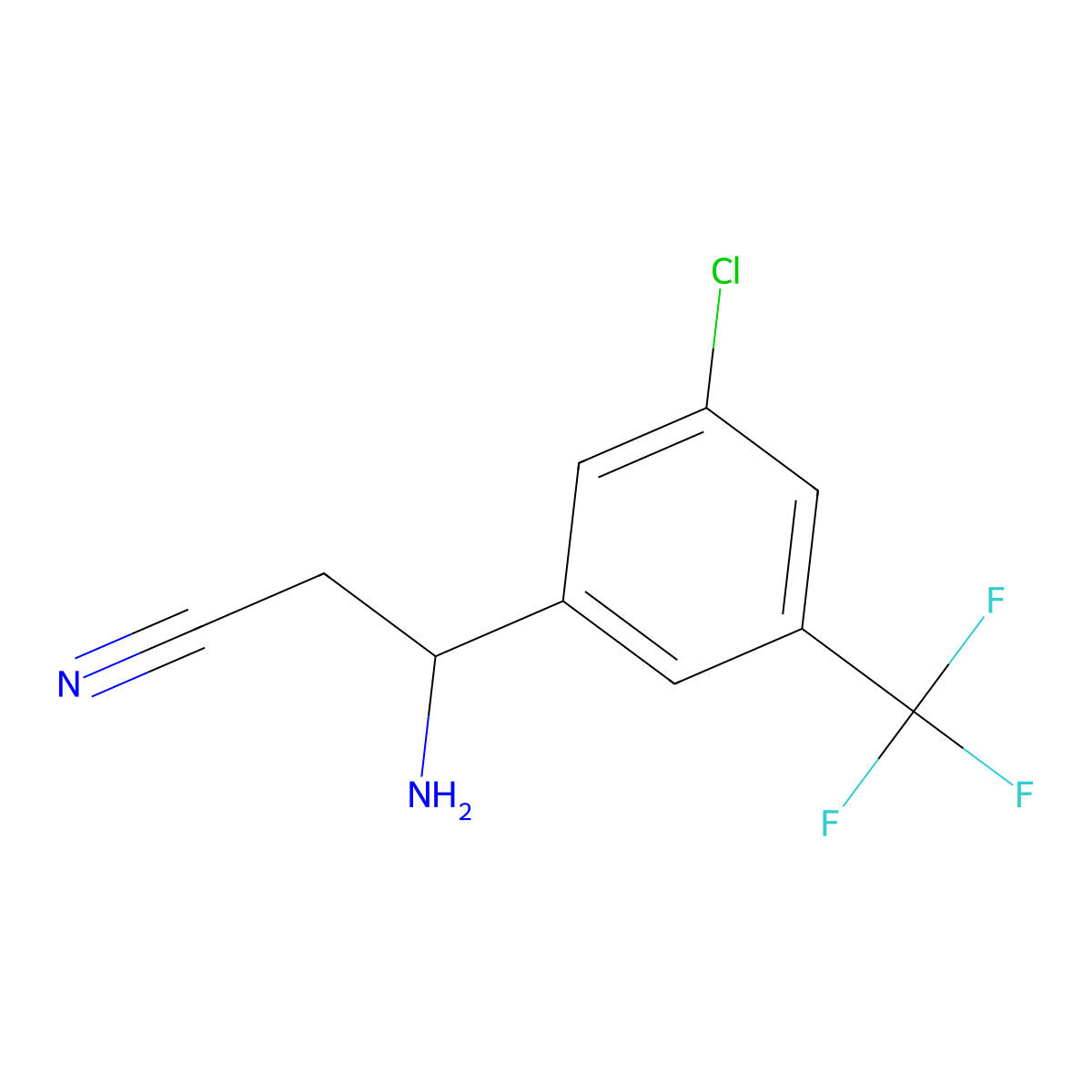 (3S)-3-Amino-3-[5-chloro-3-(trifluoromethyl)phenyl]propanenitrile molecular structure, CAS 1213594-14-9