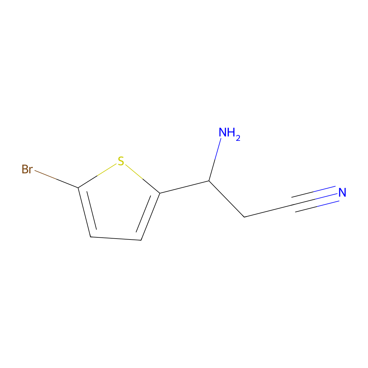 (3S)-3-amino-3-(5-bromothiophen-2-yl)propanenitrile molecular structure, CAS 1213597-31-9