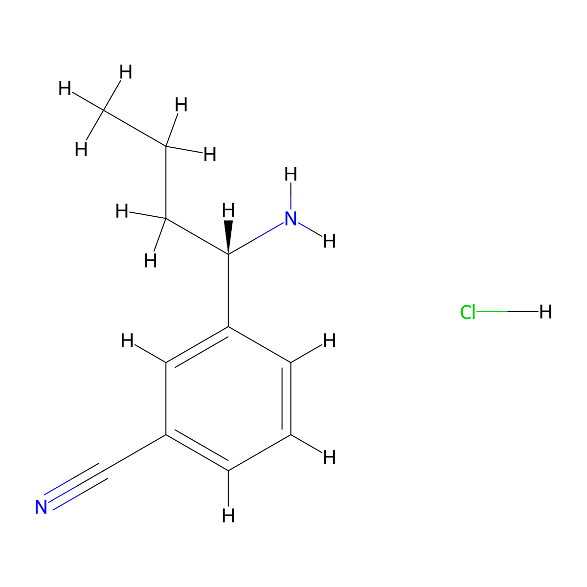 (S)-3-(1-Aminobutyl)benzonitrile hydrochloride molecular structure, CAS 1213603-19-0