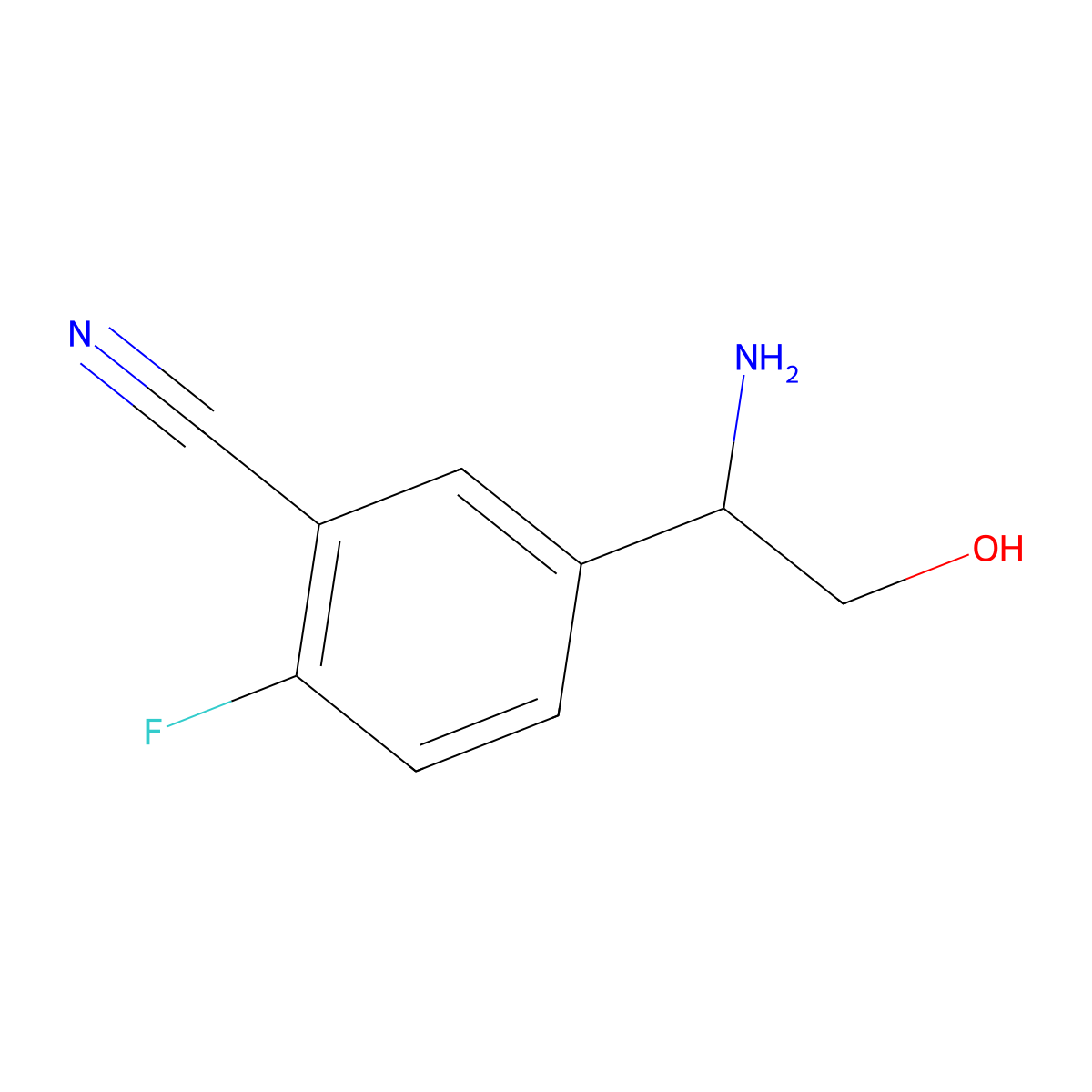 (R)-5-(1-Amino-2-hydroxyethyl)-2-fluorobenzonitrile molecular structure, CAS 1213620-64-4