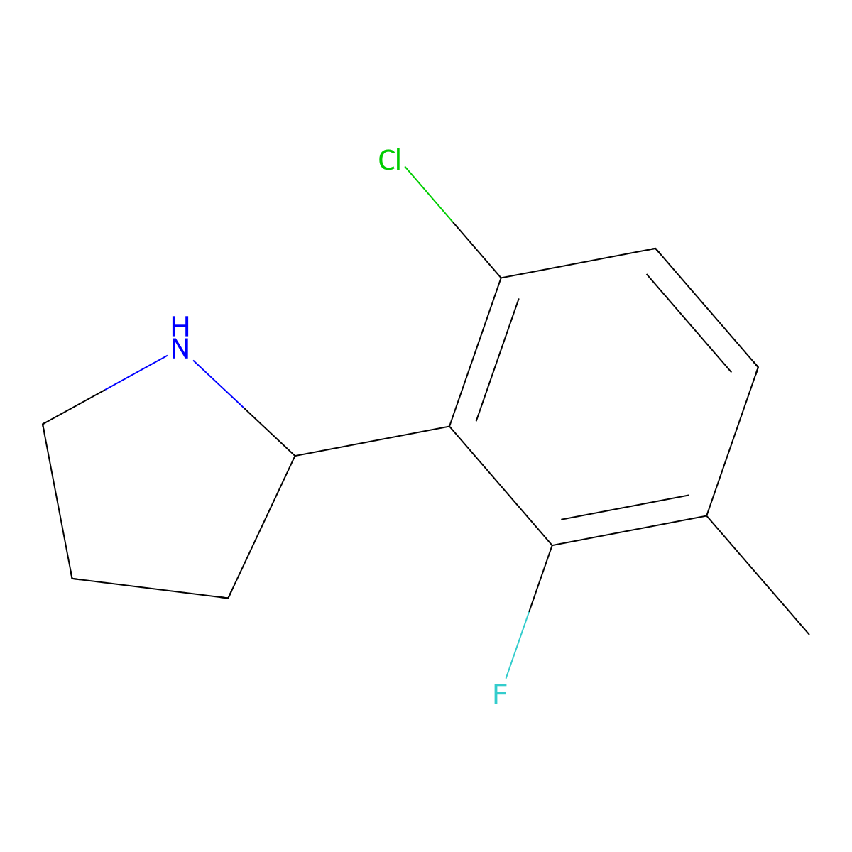 (R)-2-(6-Chloro-2-fluoro-3-methylphenyl)pyrrolidine molecular structure, CAS 1213620-89-3