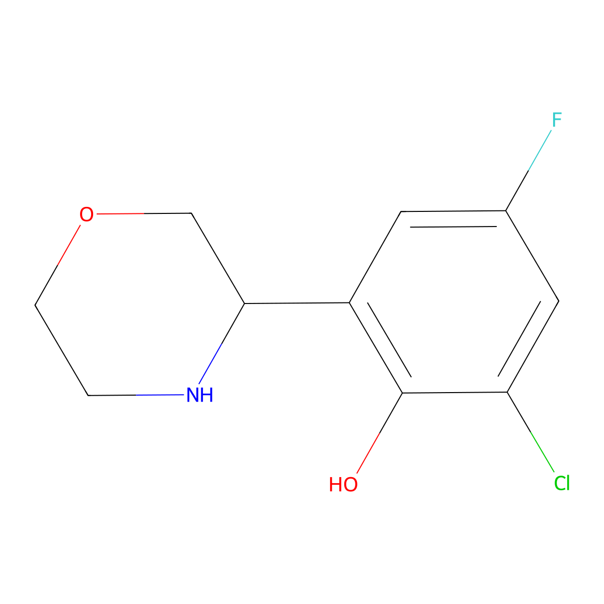 2-Chloro-4-fluoro-6-(3R)-3-morpholinylphenol molecular structure, CAS 1213623-33-6