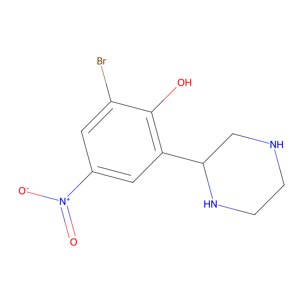 2-Bromo-4-nitro-6-(2S)-2-piperazinylphenol molecular structure, CAS 1213627-67-8