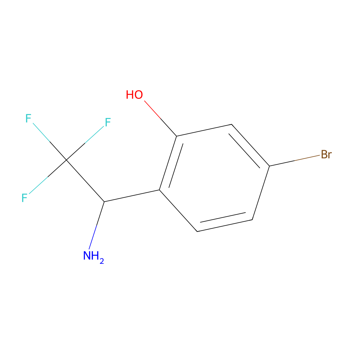 2-[(1R)-1-amino-2,2,2-trifluoroethyl]-5-bromophenol molecular structure, CAS 1213629-74-3