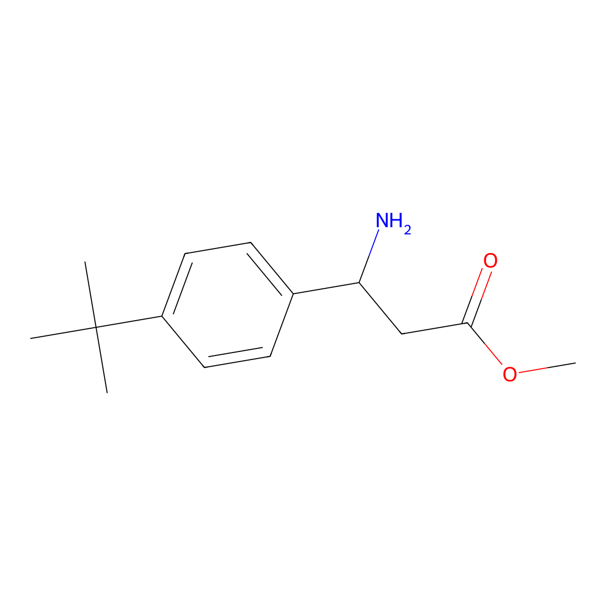 Methyl (r)-3-amino-3-(4-(tert-butyl)phenyl)propanoate molecular structure, CAS 1213631-18-5