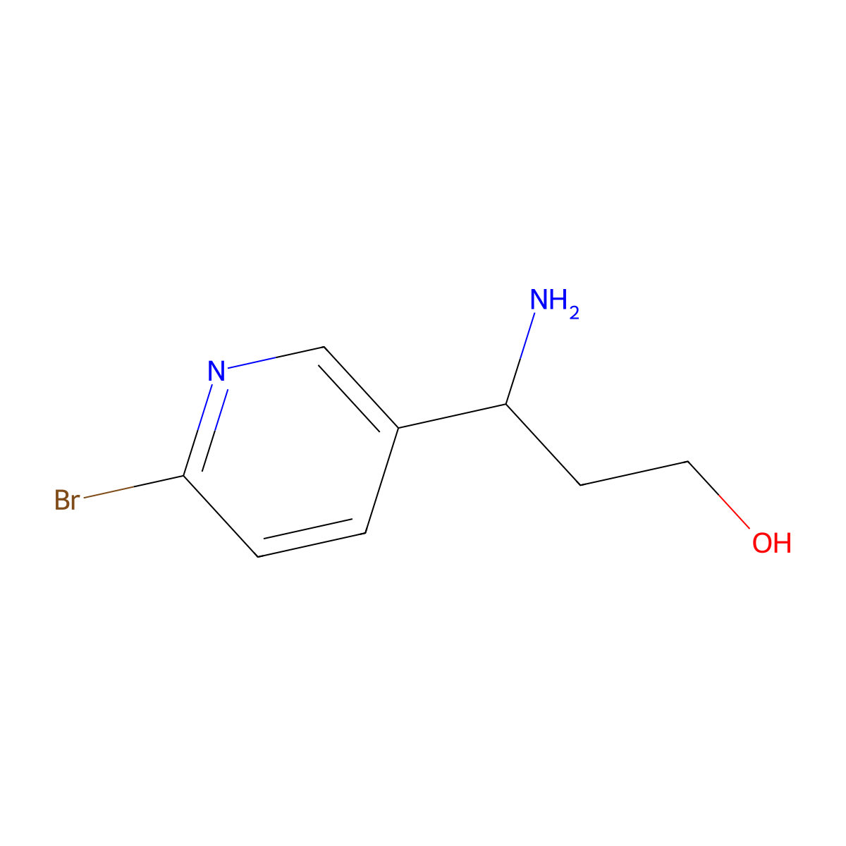 (3R)-3-amino-3-(6-bromopyridin-3-yl)propan-1-ol molecular structure, CAS 1213634-46-8