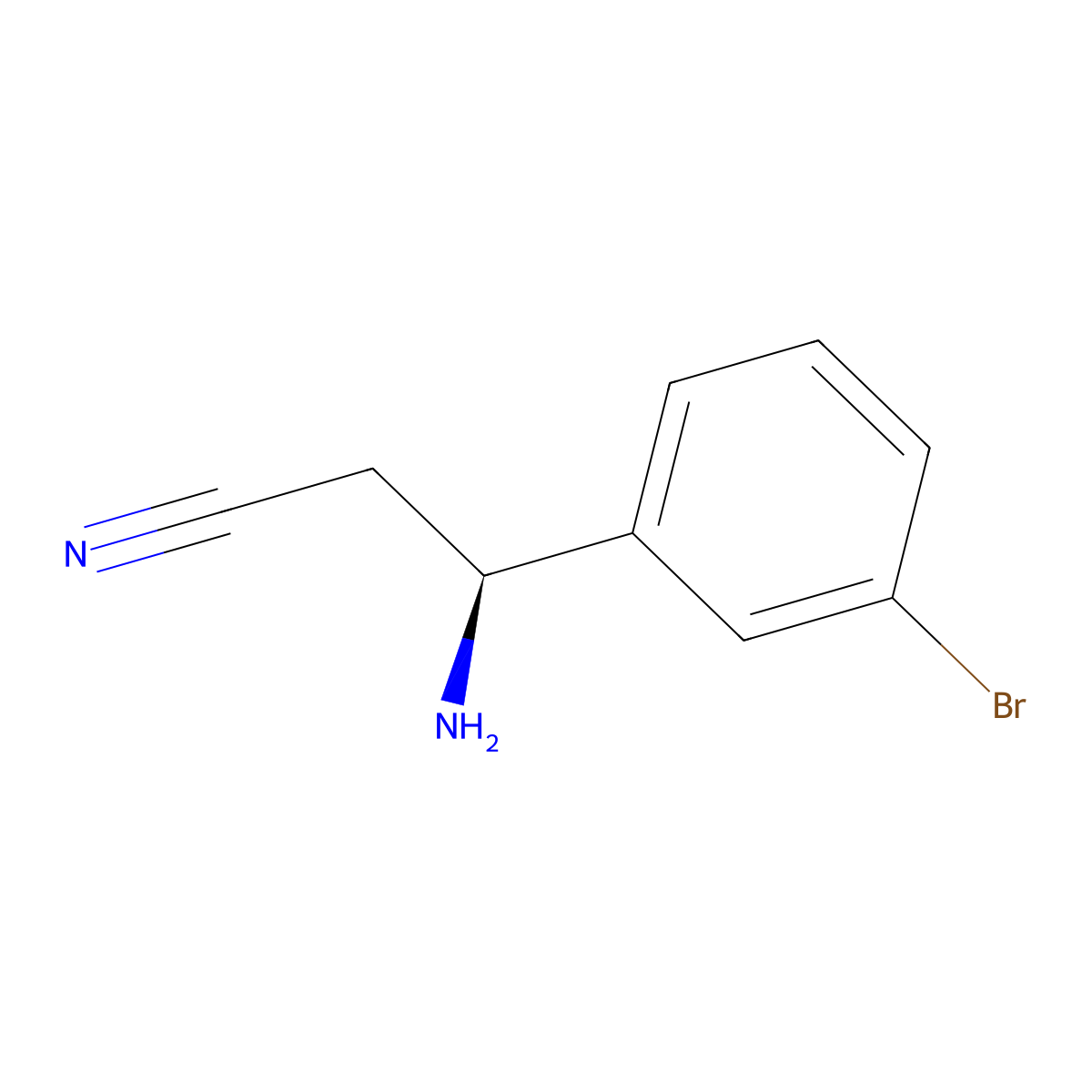 (3S)-3-amino-3-(3-bromophenyl)propanenitrile molecular structure, CAS 1213635-67-6